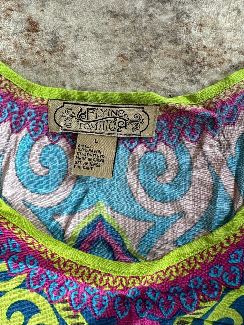 Flying Tomato Turquoise Multicolor Paisley Hi-Low Tank - Picture 2 of 3